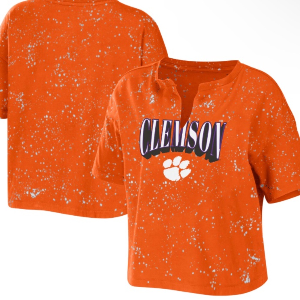 Women's Clemson Tigers Notch Neck Tie-Dye Shirt Size S NWT WEAR